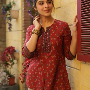 maroon cotton kurti